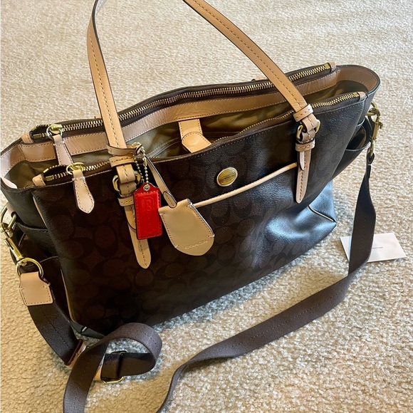 Coach Handbags - Coach Brown Leather Diaper Bag